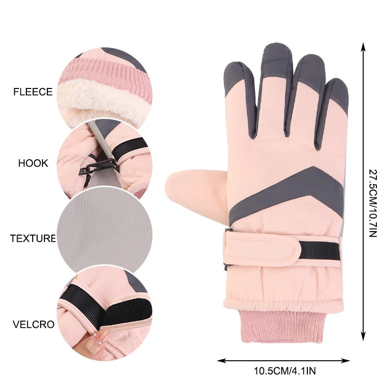 New Women Winter Ski Gloves Full Finger Touch Screen Sports Gloves Windproof Waterproof Thermal Gloves For Skiing Cycling