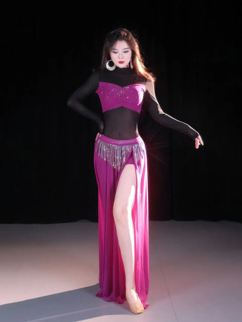 مجموعة أزياء الرقص الشرقي الأنيقة - زي أداء شبكي مصنوع يدويًا مع تصميم أصلي للراقصات المحترفين #6