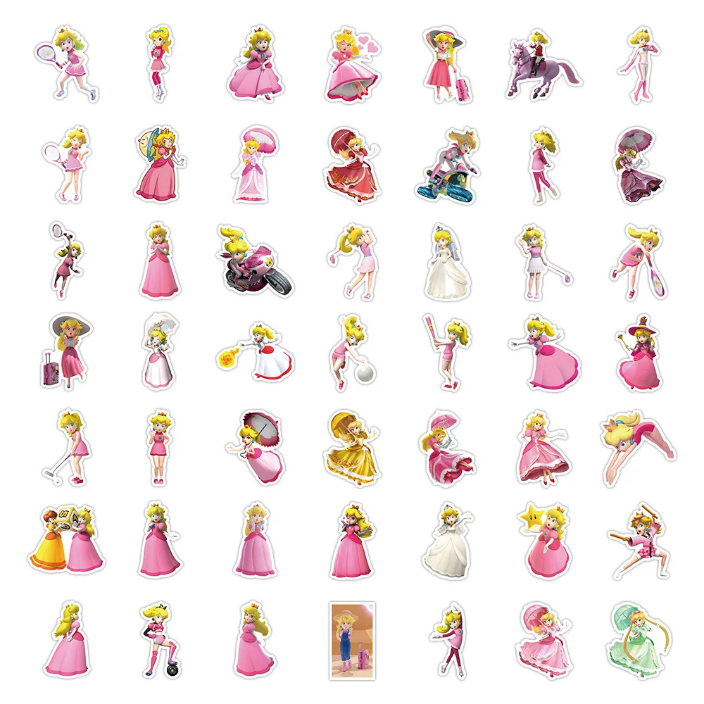 Super Mario Stickers Peach Princess Decals Cartoon Waterproof Sticker Cute Teenage Notebooks Storages Box Decal Exquisite Gifts