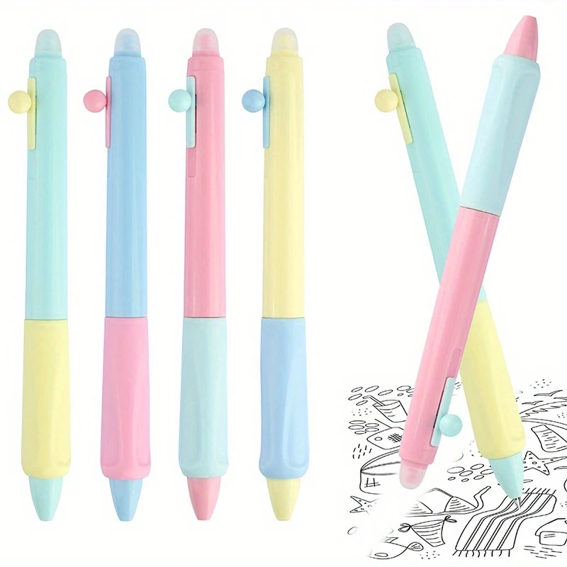 4pcs Erasable Gel Pen Set 0.5mm Fine Tip Retractable Smooth Writing Macaron Dopamine Packaging Comfortable Grip Rewritable for