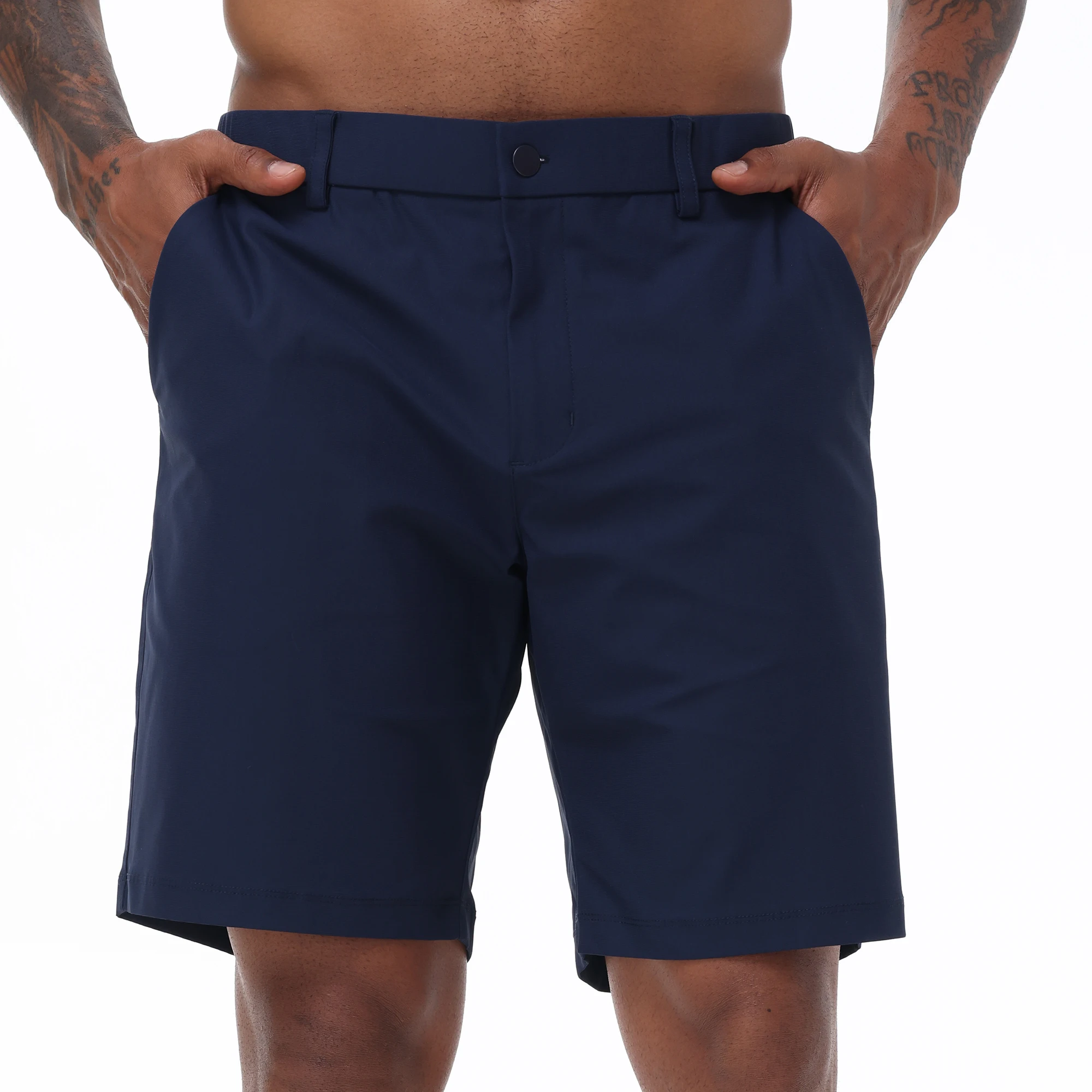 Herren Cargo trend ige Shorts lässige, elegante Golfhose, Stretch-Taillen-Arbeits shorts mit verdeckten Seiten taschen mit Reiß verschluss