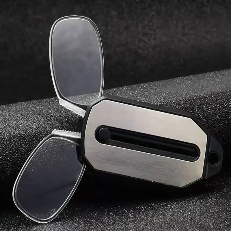 

Nose Clip-on Reading Glasses Folding Legless Ultralight Keychain Glasses Men Women Mini Portable Presbyopic Glasses +1.0 To +3.0