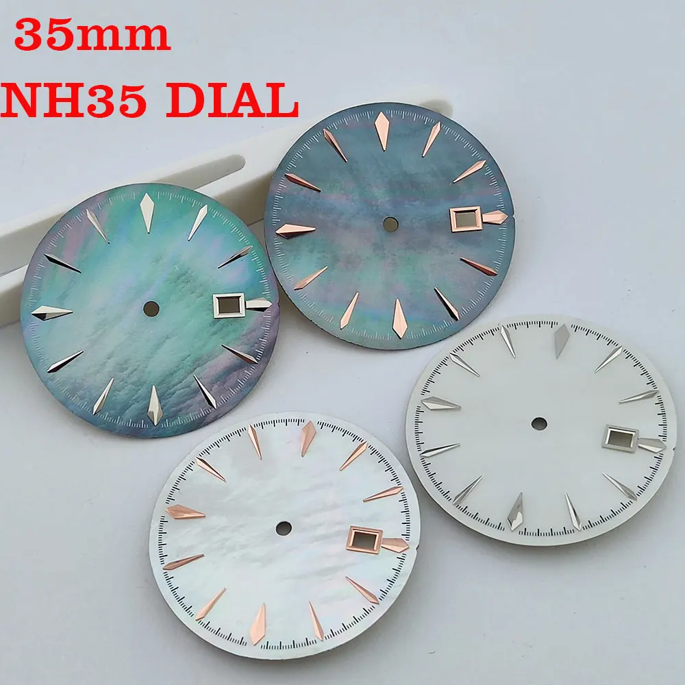 

Циферблат часов 35 мм Коктейльная поверхность Часы NH35a Циферблат Механические часы модифицированные аксессуары NH35/NH36/NH35 Циферблат Жемчужный циферблат