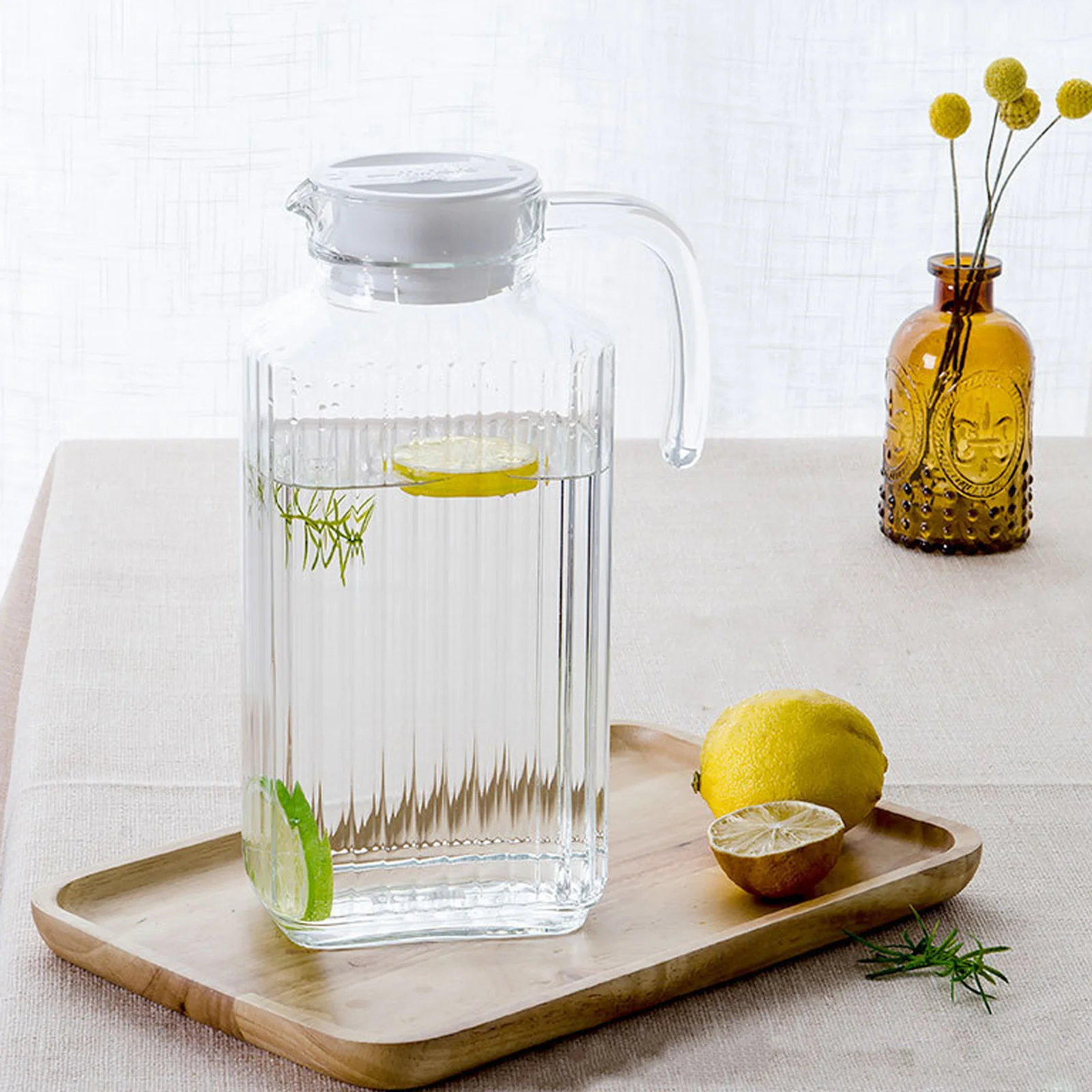 غلاية مياه باردة زجاجية ذات سعة كبيرة، حامل مشروبات محمول، إبريق مياه مانع للتسرب للاستخدام المنزلي، حاوية شاي مثلج #5