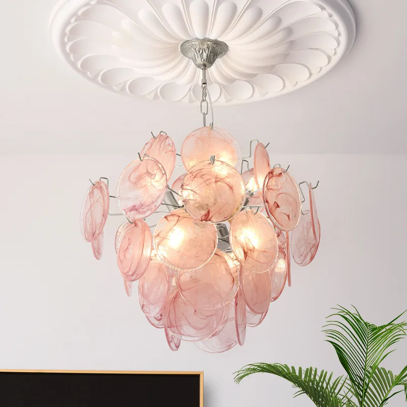 Retro living room chandelier light luxury medieval style dining room stairs bedroom colorful glass decorative chandelier