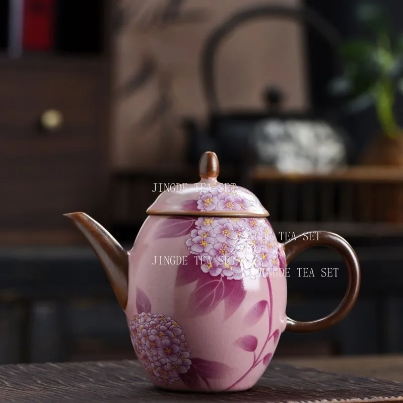 Tetera de Cerámica Bordada Rosa de 140 ml, Tetera China para el Hogar, Tetera de Pequeña Capacidad, Juego de Té Kung Fu, Accesorios para la Ceremonia del Té
