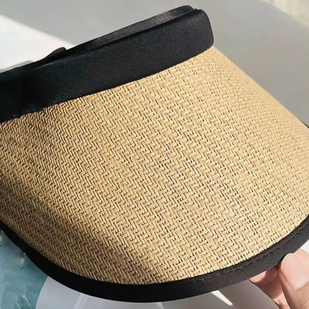 Practical Visors Straw Hat Sun Protection UV Protection Empty Top Hat Large Eaves Beach Hat