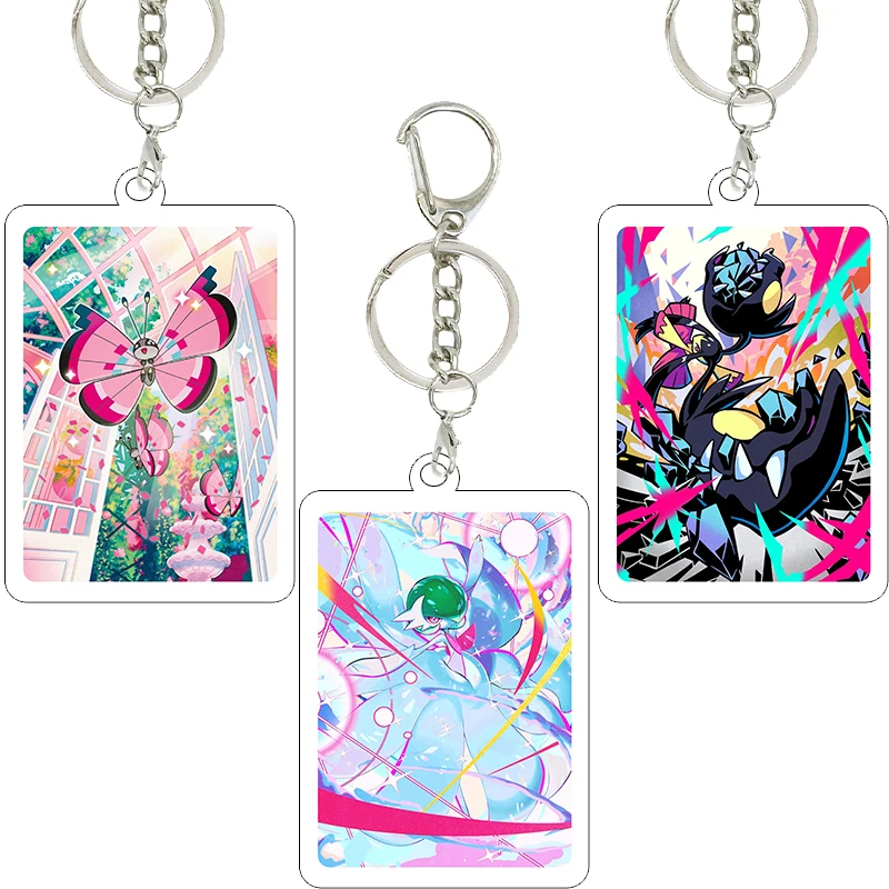 Акриловые брелоки-подвески с двусторонней печатью персонажей мультфильмов и игр: Гардевуар, Лукарио, Тиранитар, Бульбазавр. Декоративные карточки в стиле.