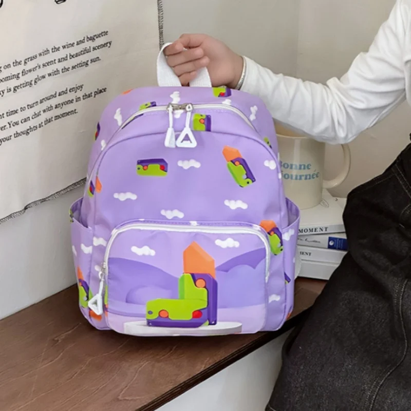 Mochila personalizada para meninos e meninas, saco de escola de animação infantil, nome bordado personalizado, presente