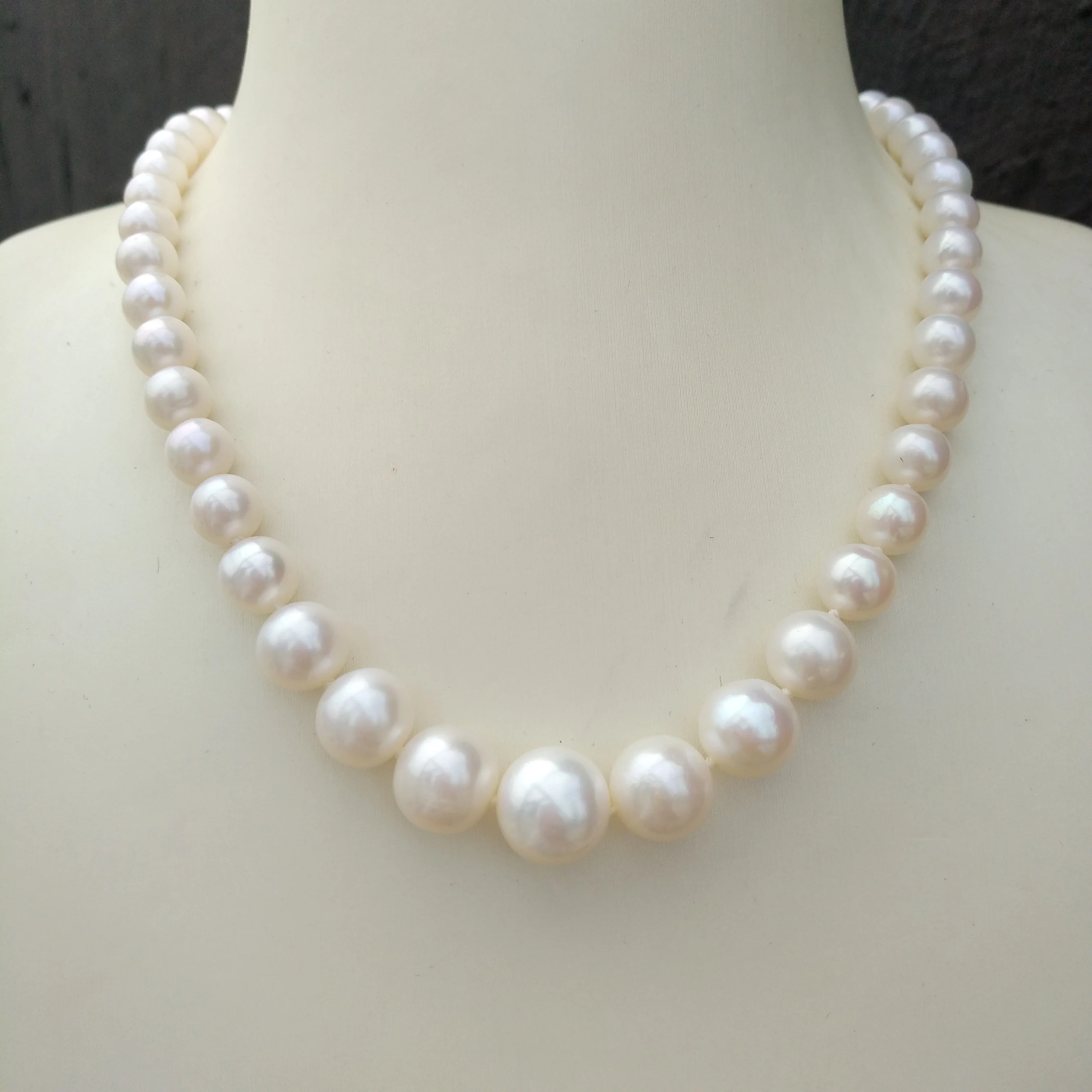 Single Strand Classic Graduated White 6-10mm Seawater Real Natural Pearl Necklace 40cm 45cm 50cm