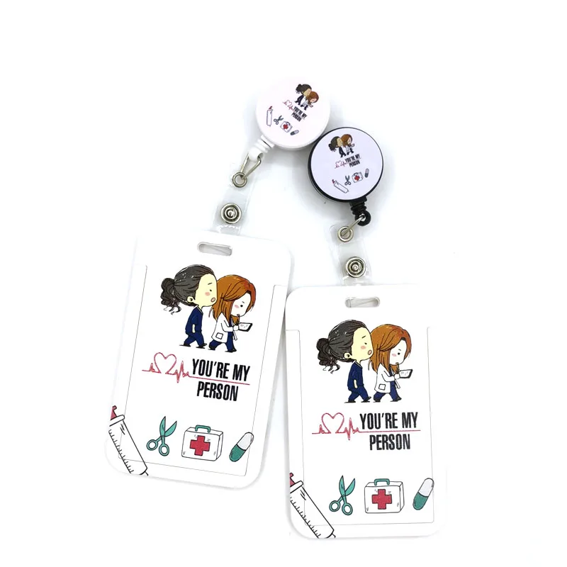 

Grey's Anatomy Fashion Women Card Holder Lanyard Colorful Retractable Badge Reel Nurse Doctor Card Clips Badge Holder