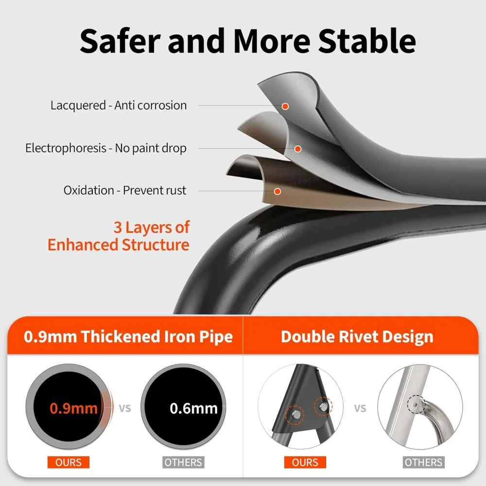 سلم قابل للطي بثلاث خطوات مع دواسة مضادة للانزلاق، مقعد فولاذي بسعة 900 رطل لسلامة المكاتب المنزلية