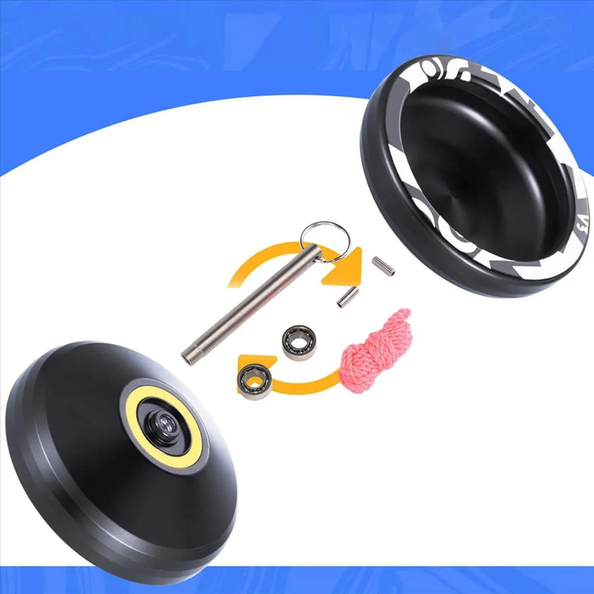 AT63 Yoyo Bearing Kit Unresponsive Bearing Removal Tool Stainless Steel Axle Yoyo String 8 Ball Bearings for Yoyo Repair