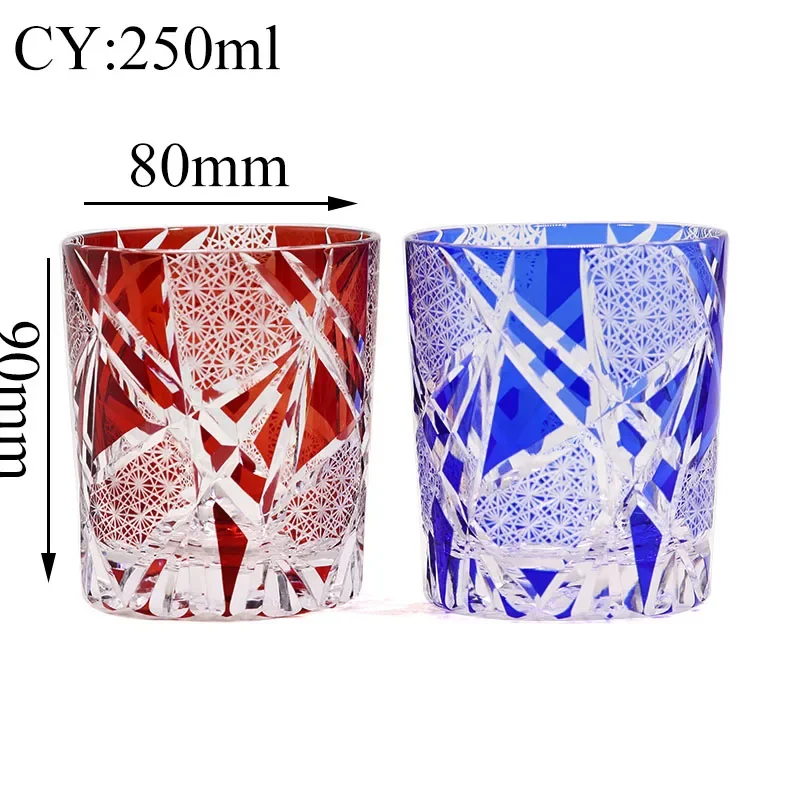 Edo Kiriko Drinking Glass Old Fashioned Crystal Whisky Cup For Scotch Bourbon Hand Cut Design Cocktail Glass With Gift Box 1PC 3