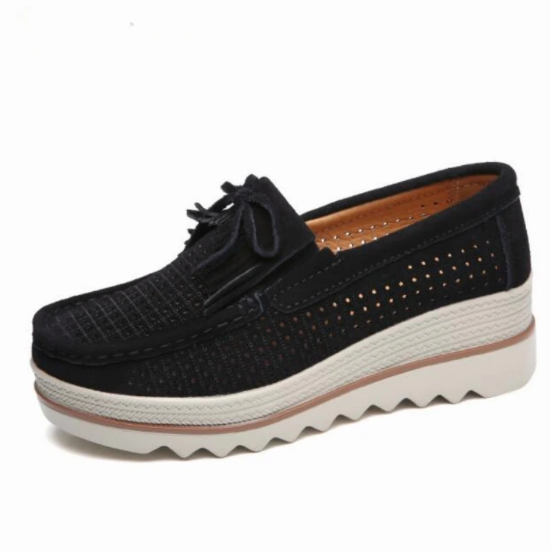 Women Shoes New Spring Platform Flats Sneakers Women Suede Leather Women Casual Shoes Slip On Flats Heels Creepers Moccasins