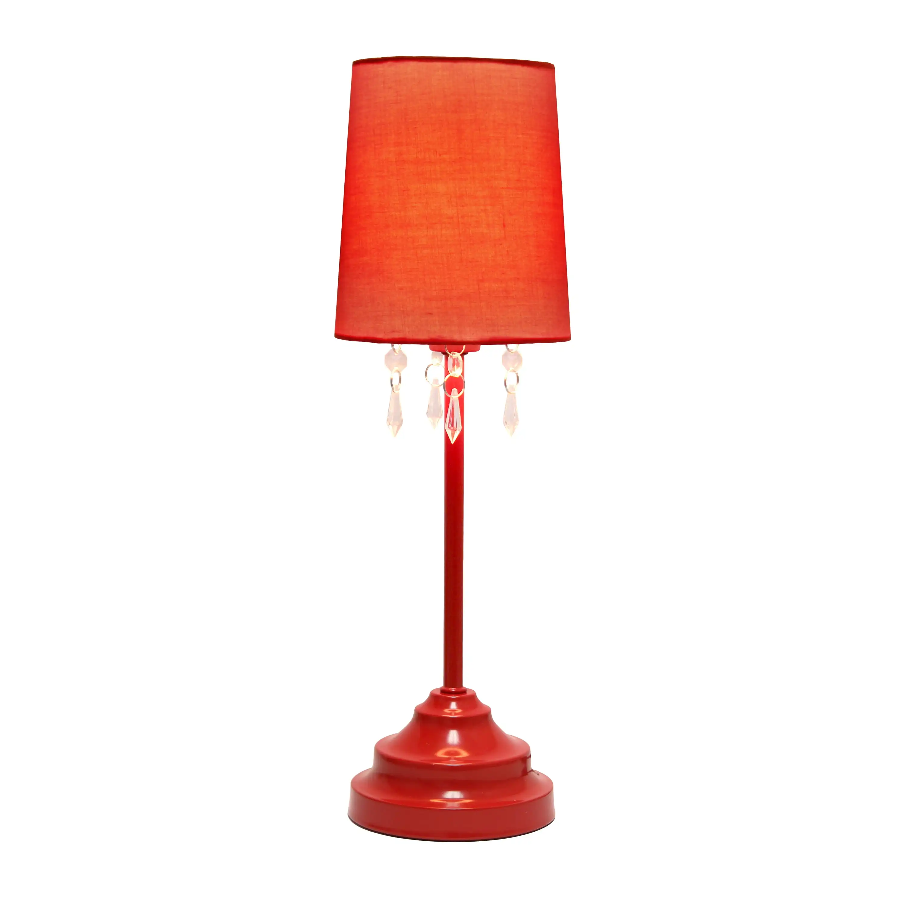 

Creekwood Home 17.25 Contemporary Red Crystal Droplet Metal Table Lamp
