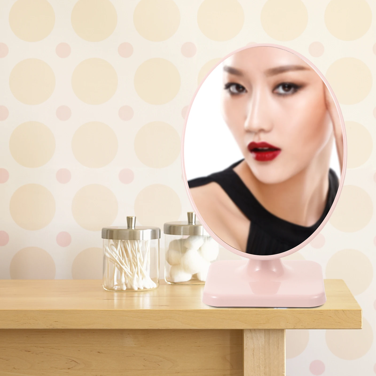 

Stylish Oval Desk Mirror with Stable Base Clear Reflection for Precise Makeup Application Perfect for Dorm Bedroom Vanity Decor