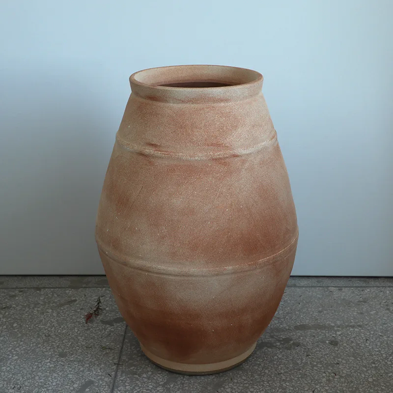 Floor-to-ceiling large clay pot foreign trade vase ceramic high-end sense wabi-sabi feng shui pony large diameter flower pot Nor