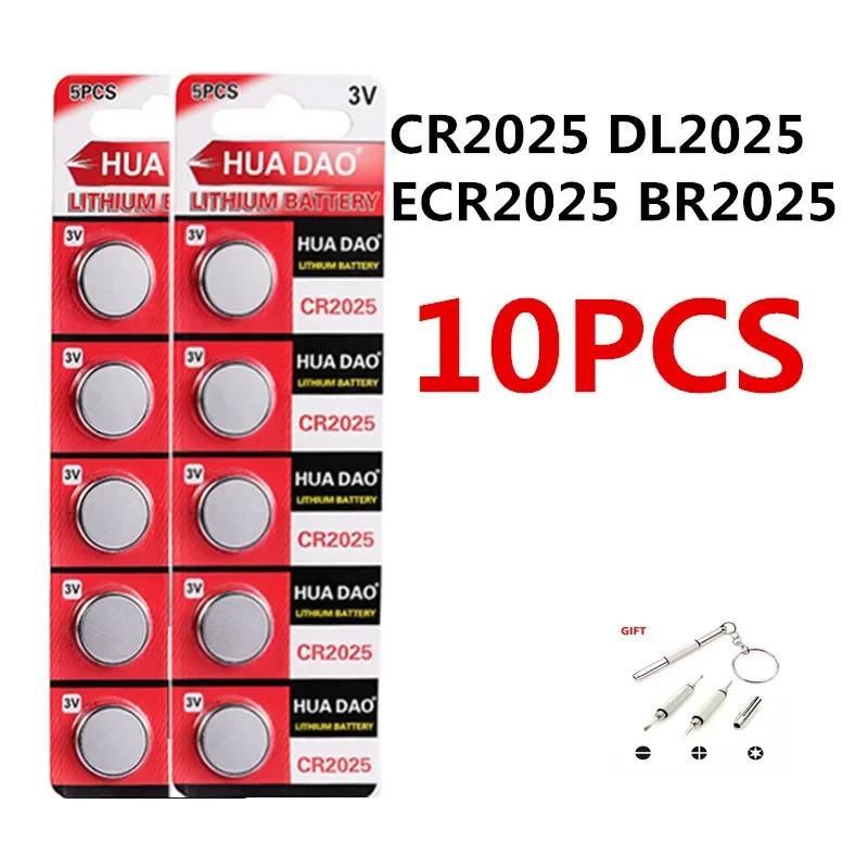 5-50PCS CR2025 3V Lithium Button Batteries High Capacity Long-Lasting for Car Key Fob Remote Watch Toys Calculator