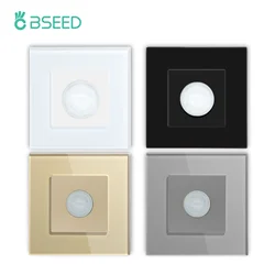 BSEED Body PIR Infrared Motion Sensor Switch Led Lamp Wall Switch Automatic On Off Switch EU Standard 220V AC Glass Frame