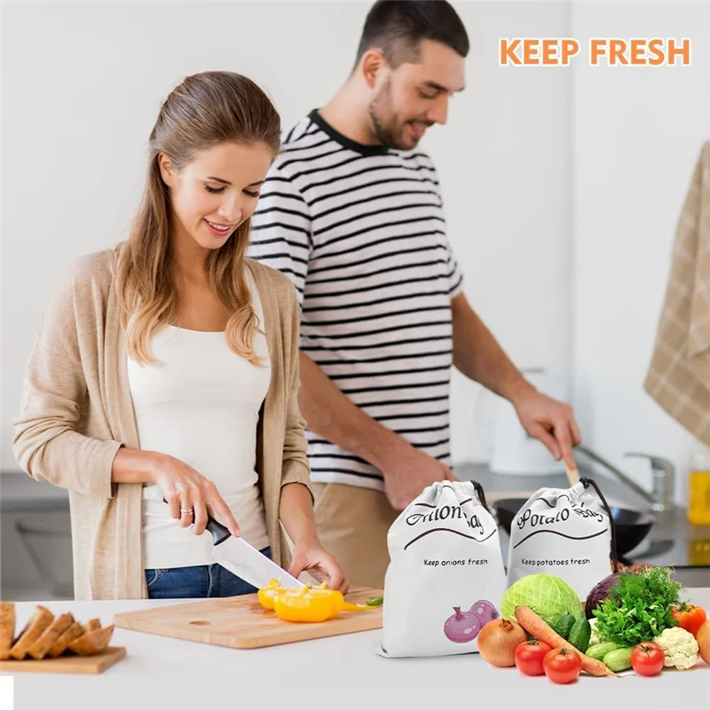 Bolsa de almacenamiento de patatas y cebolla A63X, bolsa con cordón, bolsa de almacenamiento de cebolla, patata y pimienta, bolsa de compras con cordón para mantenimiento fresco