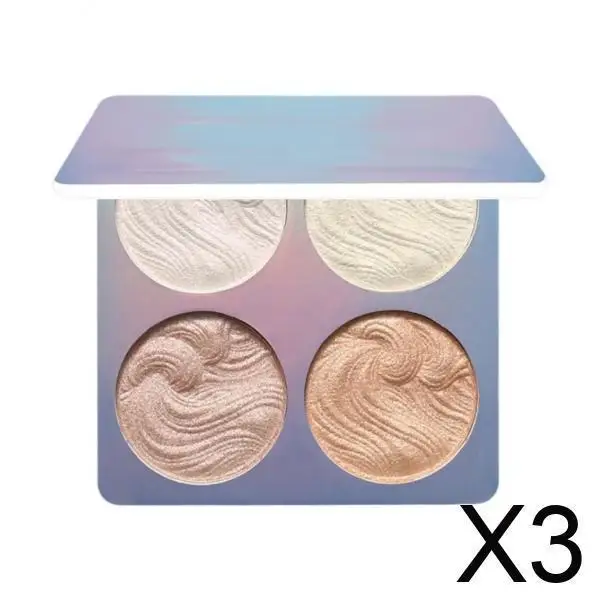 

3x 4-Color Highlighter Eyeshadow Makeup Shimmering Shade Pressed for Eyebrow Wedding Party