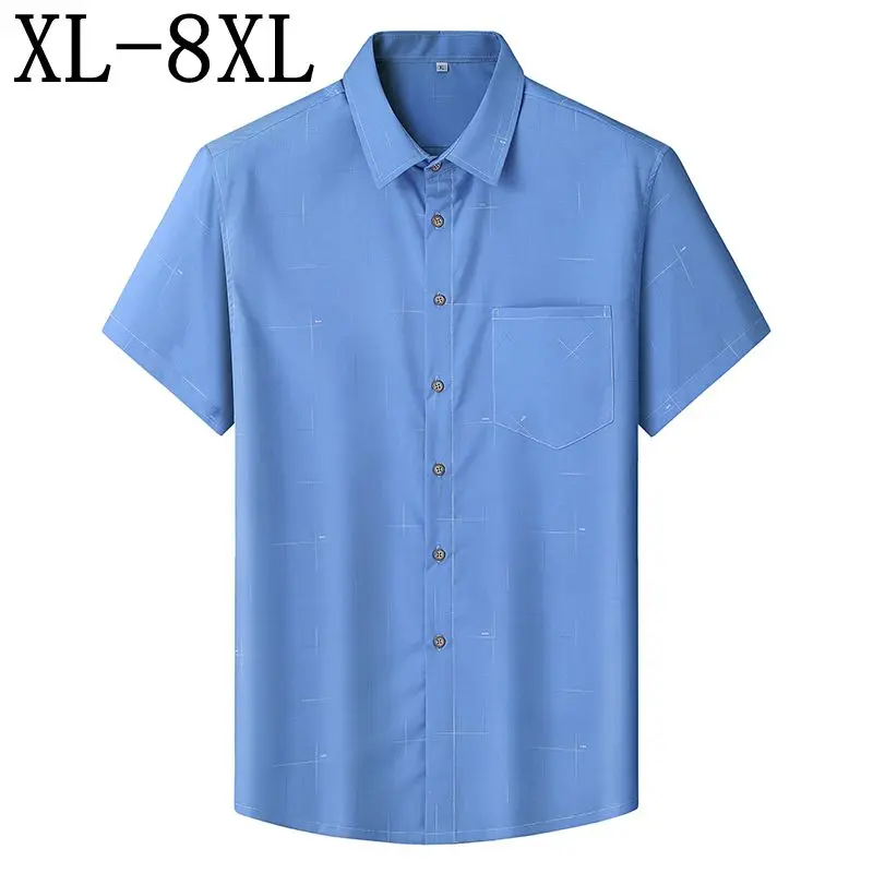 

8XL 7XL 6XL 2026 New Summer High End Business Shirt Man Casual Loose Mens Shirts With Pocket Skin Friendly camisas masculina
