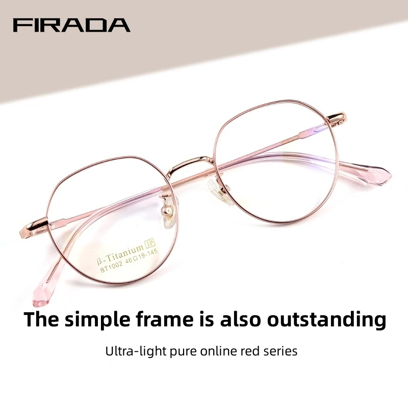 

FIRADA Luxury Eyewear Women's Round Retro Titanium Eyeglasses Myopia Optical Prescription Glasses Frame For Men Women BT1002M