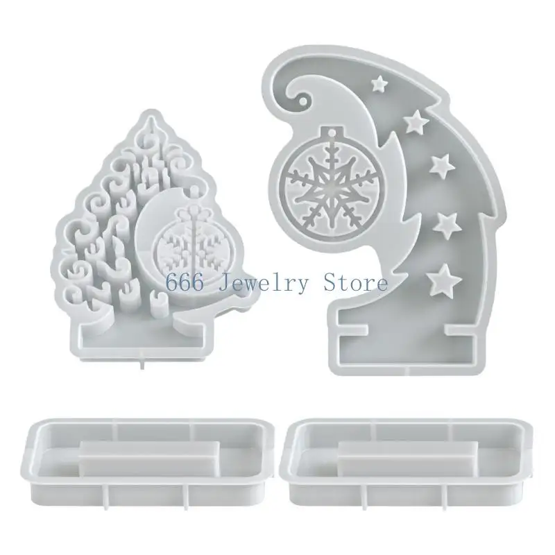 F2TD Festive Silicone Craft Mould Christmas Tree Snowflake Resin Project Accessory