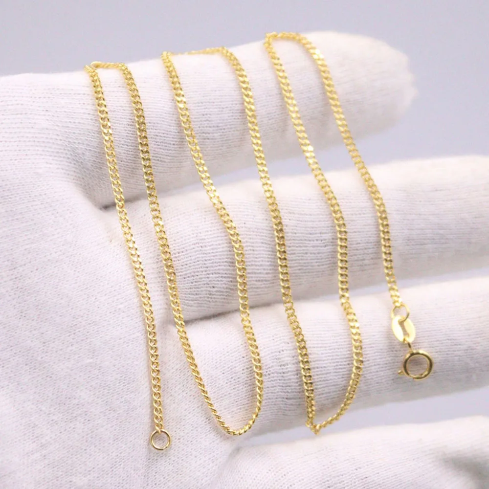 

Real Pure 18K Yellow Gold Chain 1.8mmW Solid Curb Necklace Spring Clasp Women Lucky Gift