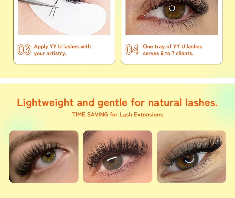 LUKATME U-Form YY Wimpern Weiche Natürliche Wimpernverlängerung in Gemischten Längen Komfortable Leichtgewichtige Fox U-YY Cosplay Make-up-Tools – Detail 6