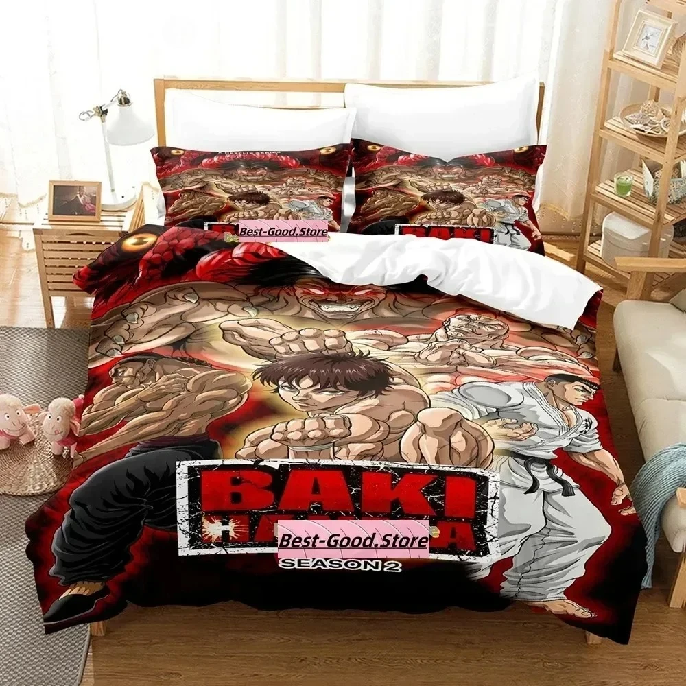 

2024 Baki Hanma Bedding Set Printed Bed Set With Pillowcase Bed Duvet Cover Soft Single Double Queen Super King Size Bedroom