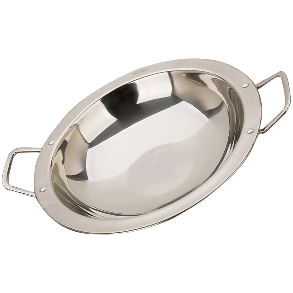 

Thickened Stainless Steel Hot Pot Pan Double Handle Sturdy Smooth Design Energy Saving Household Paella Pan Kitchen Cooking Pot