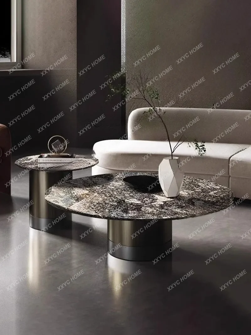

Minimalist round coffee table modern marble small apartment living room household sofa round table advanced