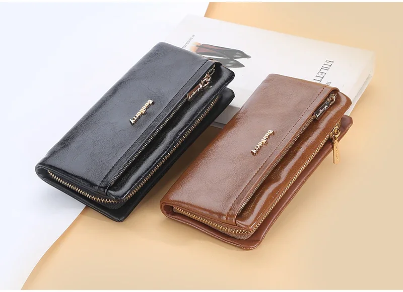 Baellerry Lange Damen-Geldbörsen, Tasche mit Handyfach, Namensgravur, Marken-Damen-Geldbörse mit Reißverschluss, Kartenhalter, Damen-Geldbörse für Mädchen – Detail 11