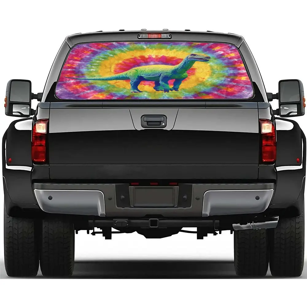 

Tie-dye dinosaur PVC material self-adhesive waterproof car rear window sticker, easy to paste without falling off, waterproof an