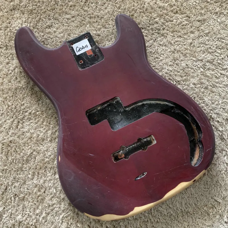 Unfinished  4 Strings Electric BASS Body Red Wine Color Jazz PJB Pickups DIY  for Replace and Luthier GB411