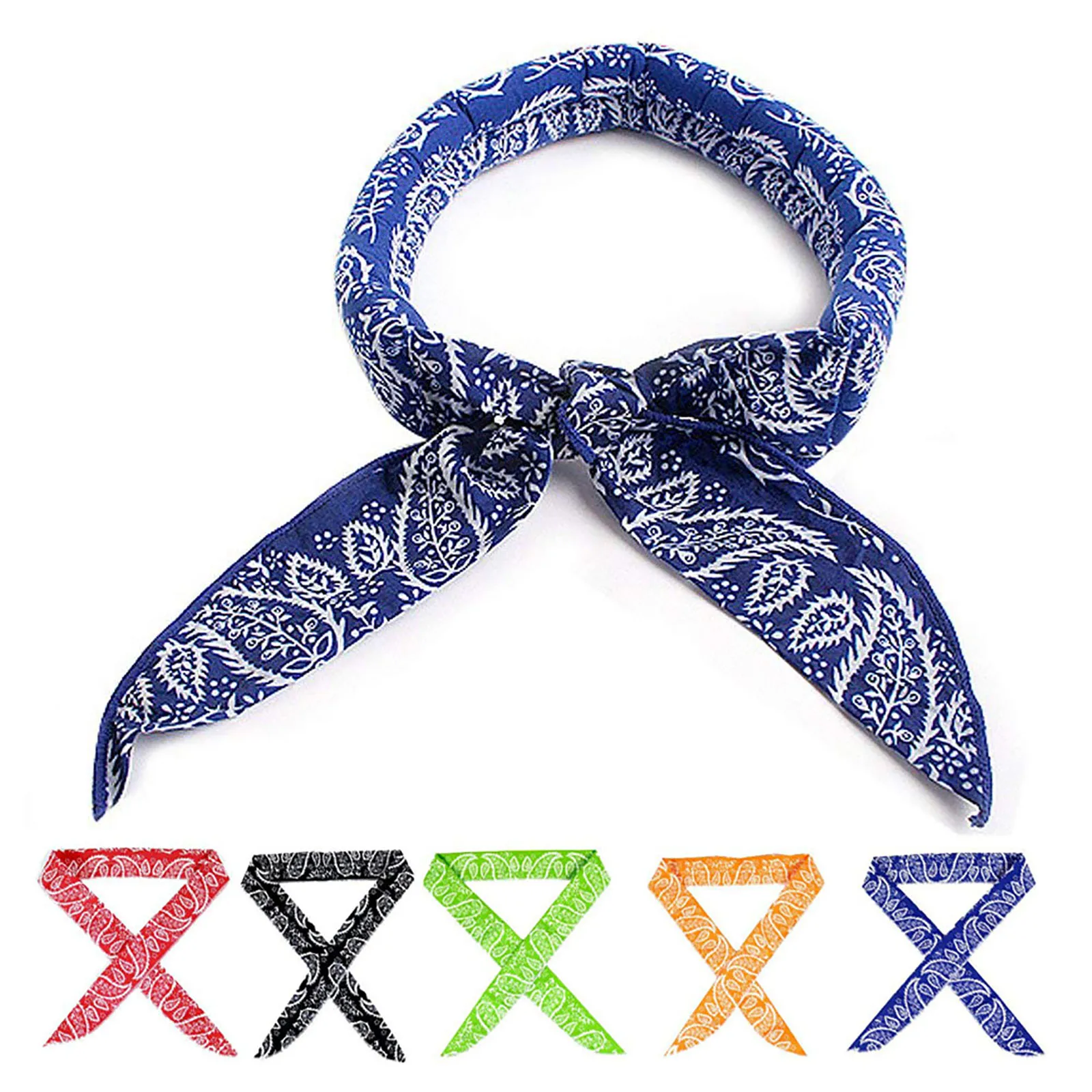 5 pçs cachecol fresco pescoço envoltório verão cachecol de resfriamento de gelo resfriamento instantâneo esportes ao ar livre bandana frio gelo esportes toalha pulseira