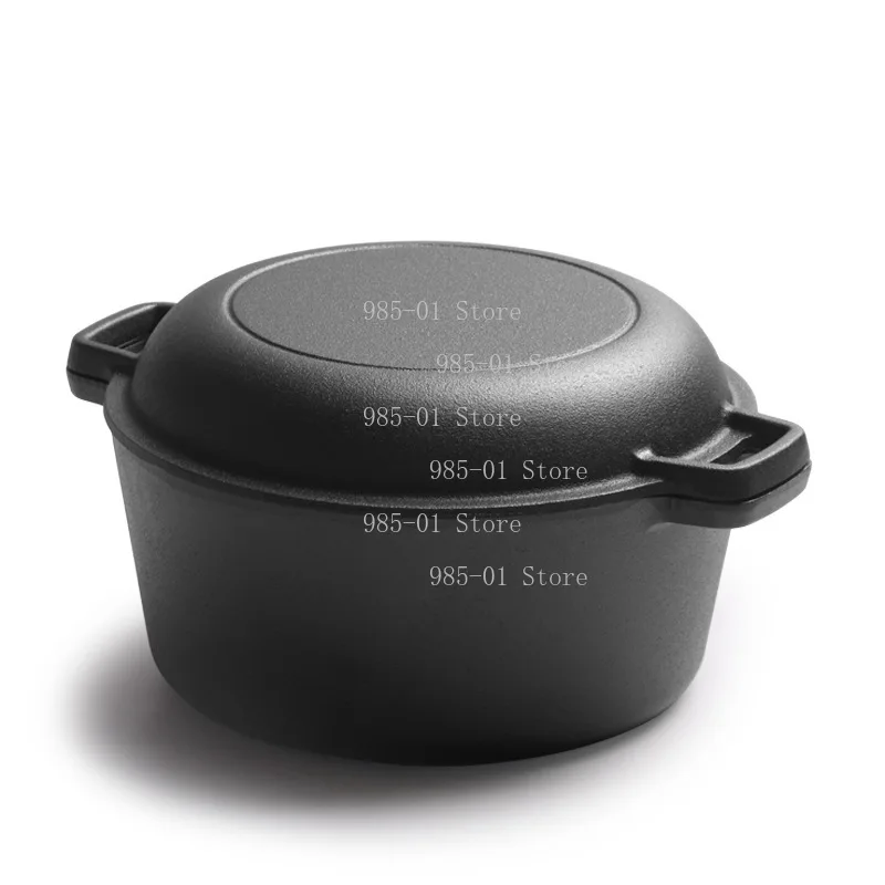 

Чугунная глубокая жаровня с двумя ручками, 2-в-1 для выпечки хлеба и жарки/тушения