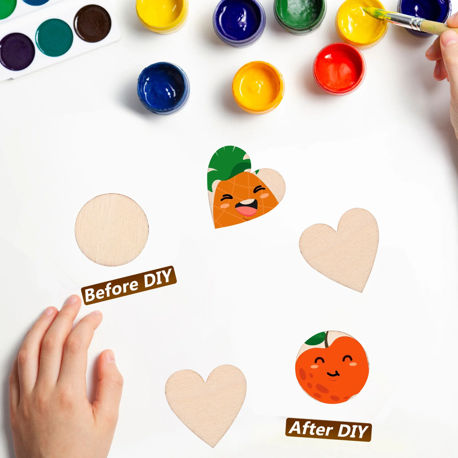 

50Pcs DIY Wooden Slices Craft Material Natural Unpainted Wood Chips for Engraving Decorating Kindergarten Art Class