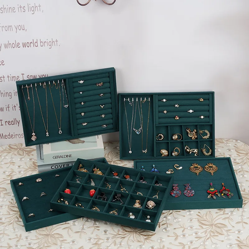 Green Wood Ring Jewelry Necklace Bracelet Accessories Display Board Cosmetics Receive Arrange Box Of Earring Display Shelf