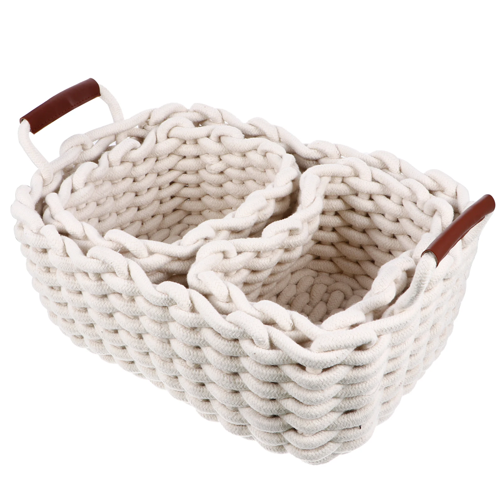 

3 Pcs Cotton Rope Storage Baskets Friendly Safe Material Home Decoration Daily Storage Containers Portable Desktop