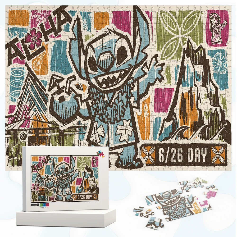 

Stitch Graffiti Puzzle Classic Cartoon Characters Games and Puzzles Disney Series DIY Large Puzzle Game Toy Gift Fun Family Game