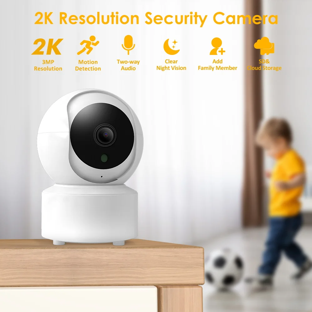 BESDER 4MP Audio Wireless Baby Camera Smart Home Surveillance WiFi Camera Auto-tracking Human Detection IP Cam IR Night Vision