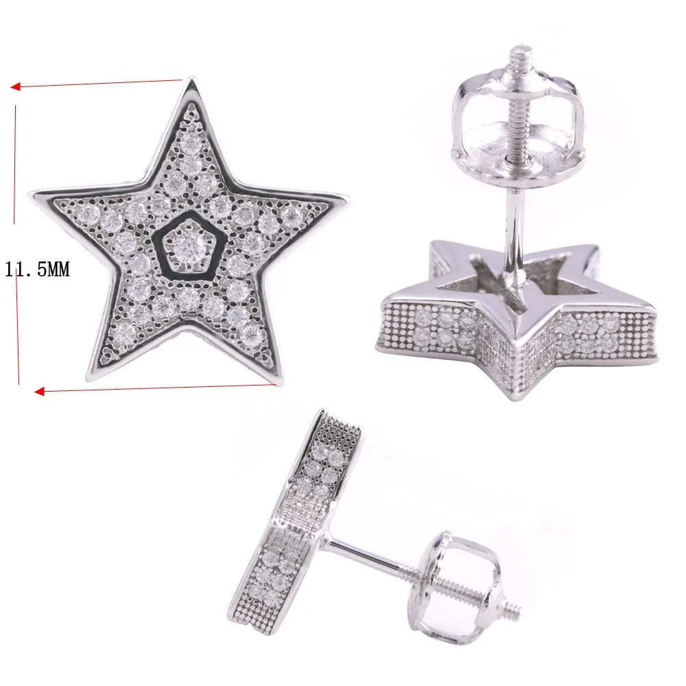 IsRainy 925 Sterling Silver Round Cut All Moissanite GRA Certified Diamong Star Stud Earrings For Women Men Fine Jewelry Gift image 6
