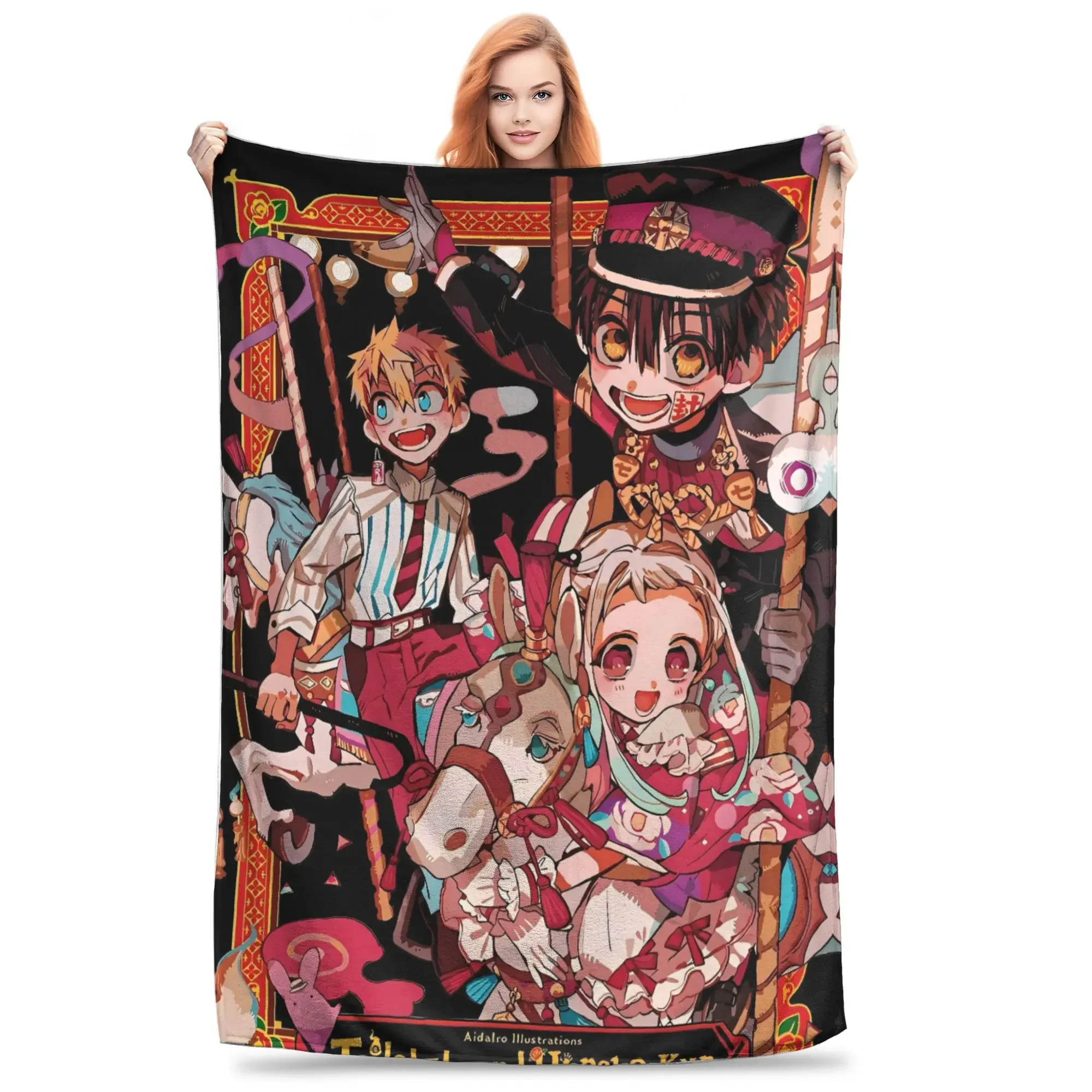 Kawaii Hanako Kun Japanese Blanket Soft Quality Bed Throw for Home Decor Spring Travel Novelty Bedspread