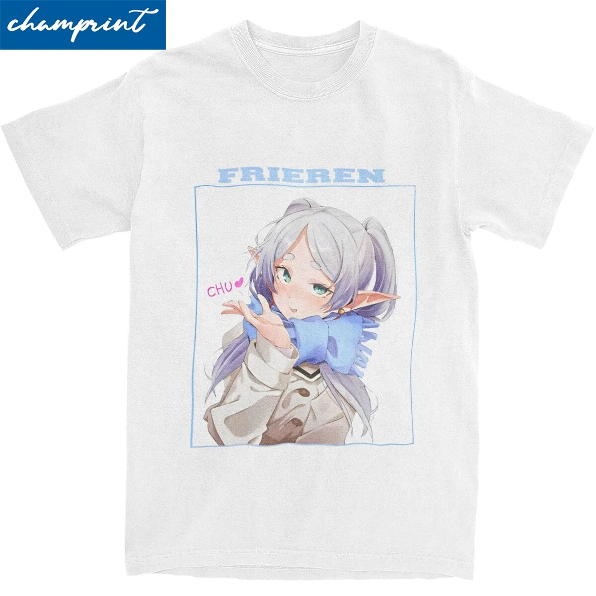 Ullzang Sousou No Frieren T-Shirt Men Crewneck Short Sleeve Tops Anime Cotton Summer Clothes