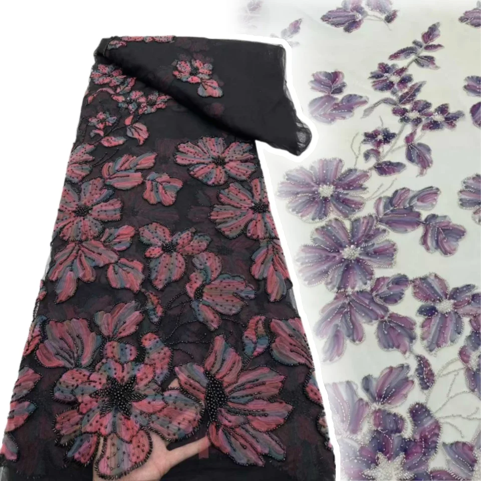 

Высококачественная изысканная достойная новая модная дизайнерская ткань ручной работы с вышивкой, сетчатые кружевные бусины для изготовления женского свадебного платья C1110