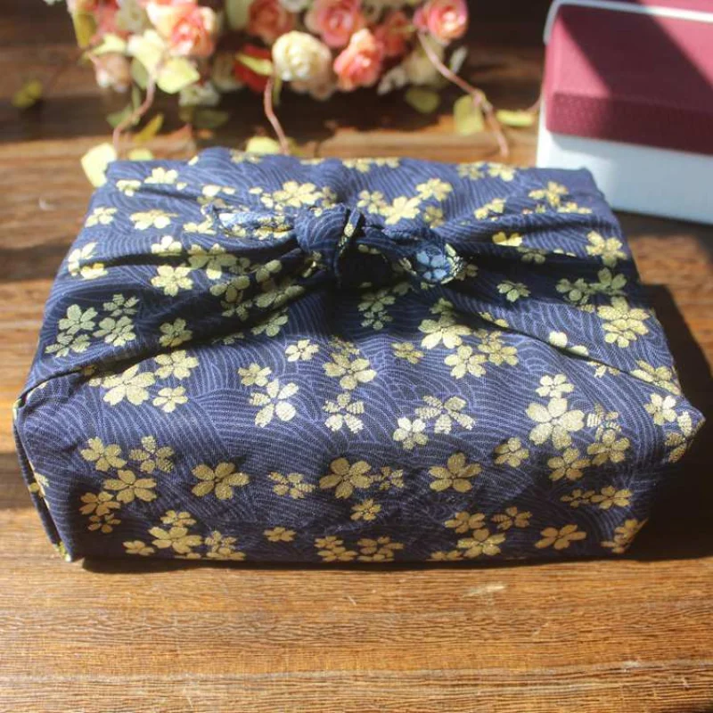 70x70cm Furoshiki Traditional Japanese Style Geisha Fan New Year Christmas Wrapping Cloth Flower Fabric for Gift Box Packaging