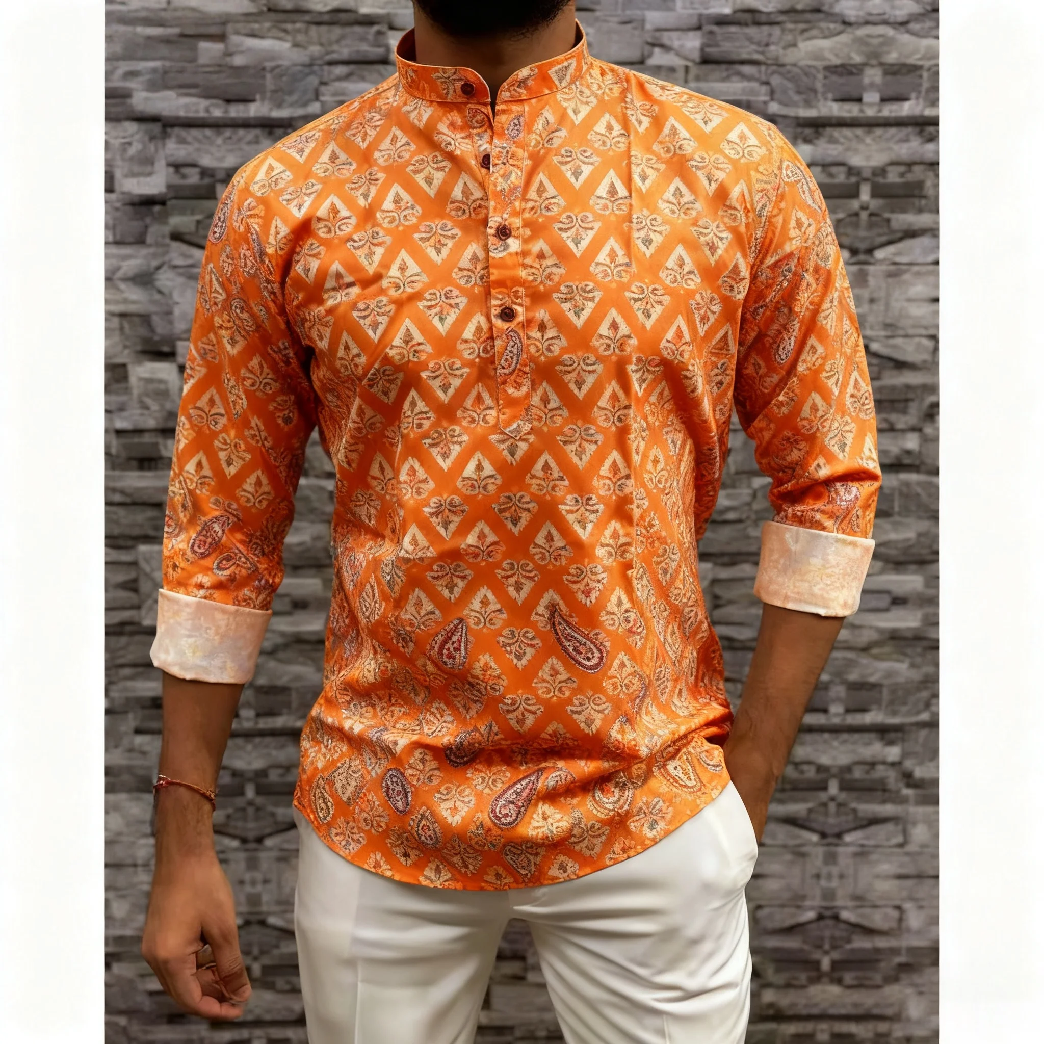 2026 قمصان الرجال المسلمين الصلاة الملابس الفاخرة النمط الأفريقي البرنز فستان مُزين بطباعة الرجال ازياء العربية Ropa Musulmana Hombre